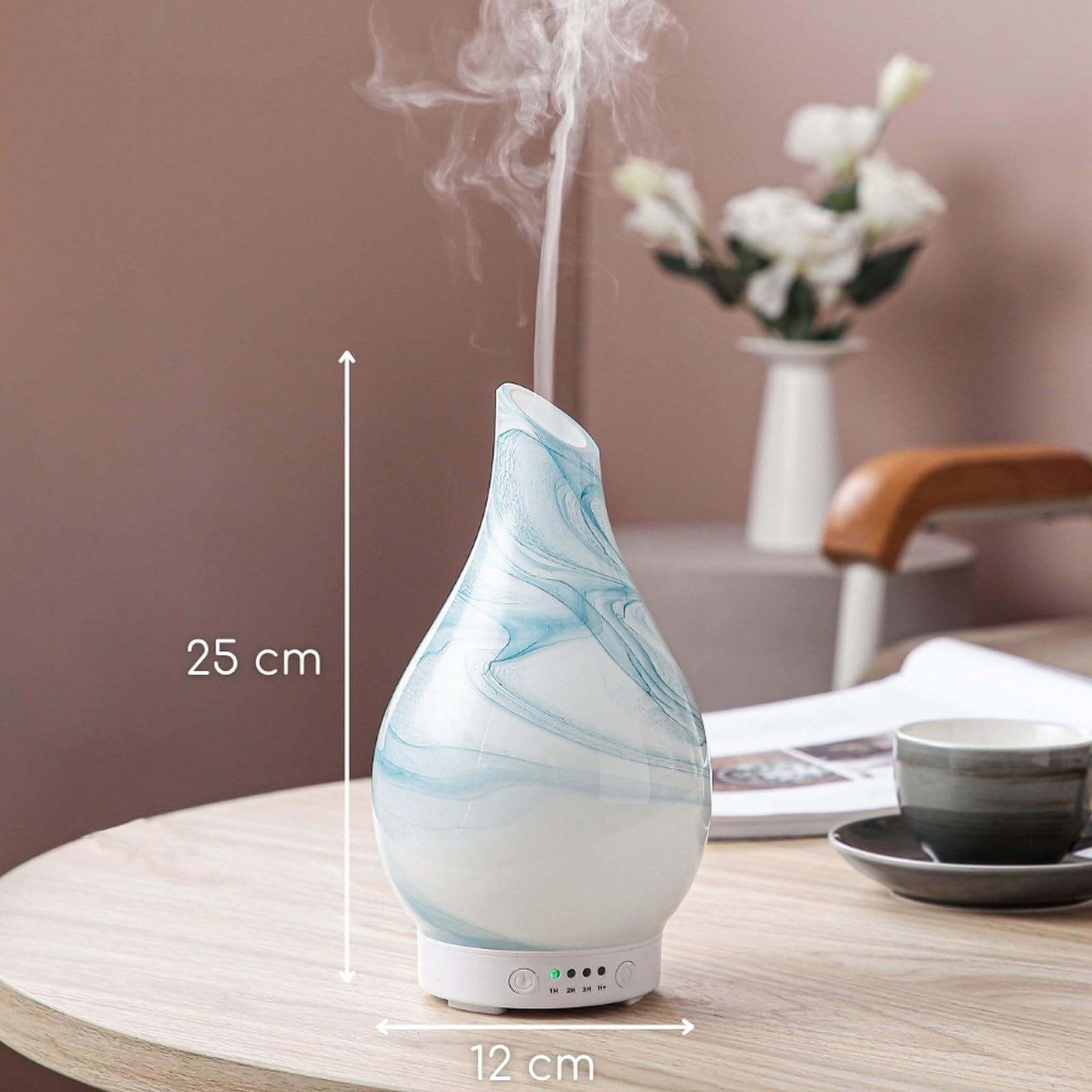 Zen'Aroôme - Diffusore Yangtze Ad Ultrasuoni per Aromaterapia a Freddo - Umidificatore Elettrico Con Vetreria Decorativa e Illuminazione LED
