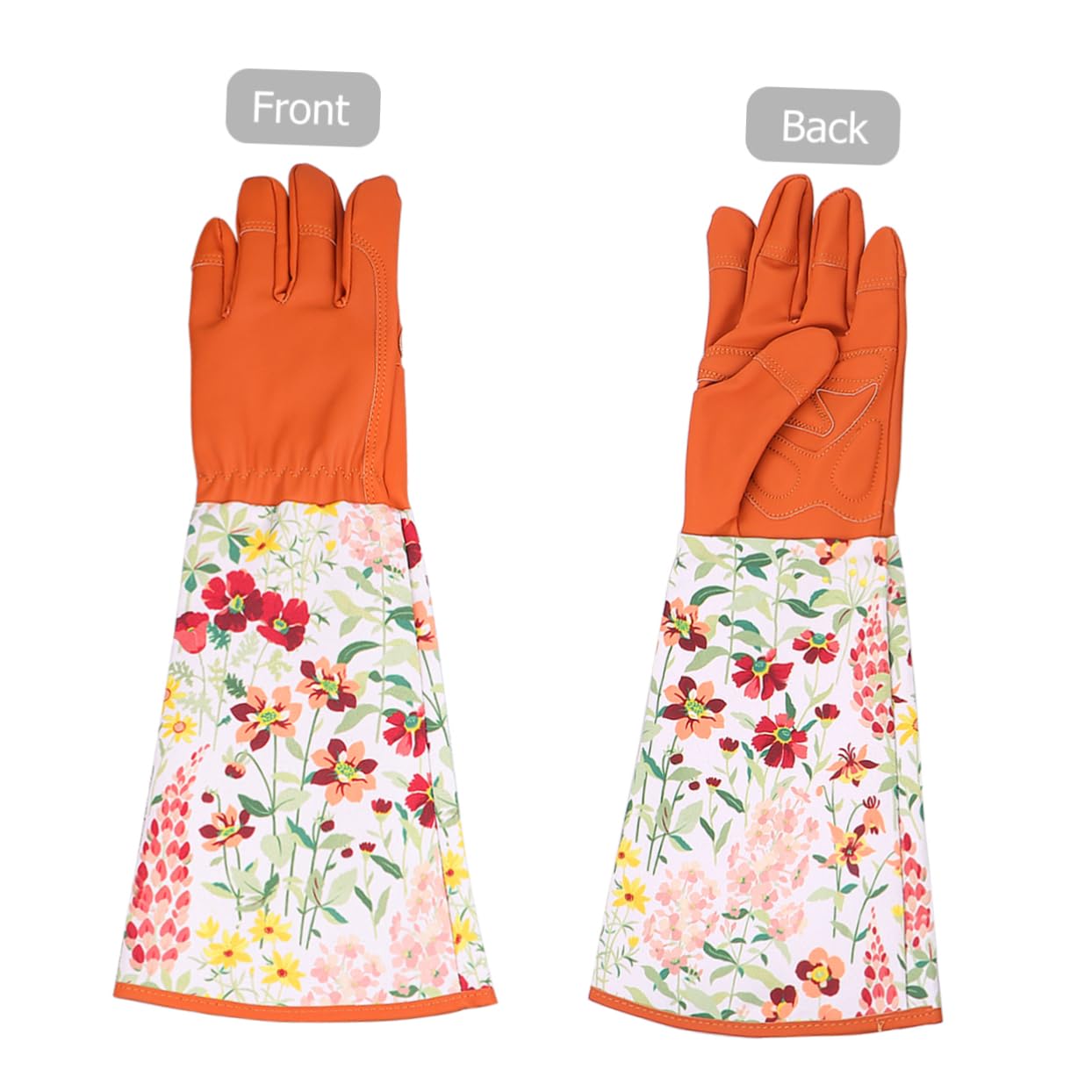 ibasenice 1 Par Guantes de Jardinería con Mangas Largas Guantes Estampados para Protección de Jardín Diseño de Puño Extra Marrón