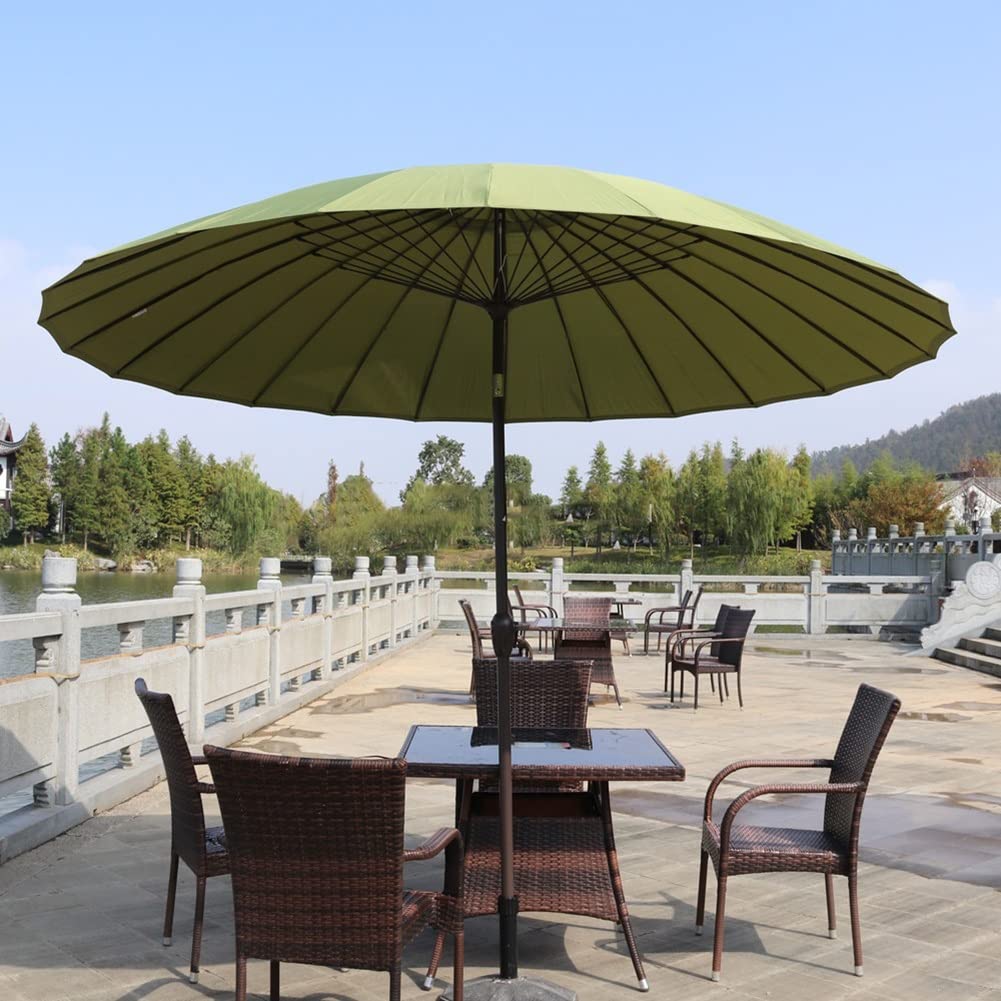 Wasserdichter Terrassenschirm für den Außenbereich, ø 300 cm, Knickbar Verstellbarer Shanghai-Gartenschirm, Markttisch-Sonnenschirm, Druckknopf-Neigbar (Color : Green)