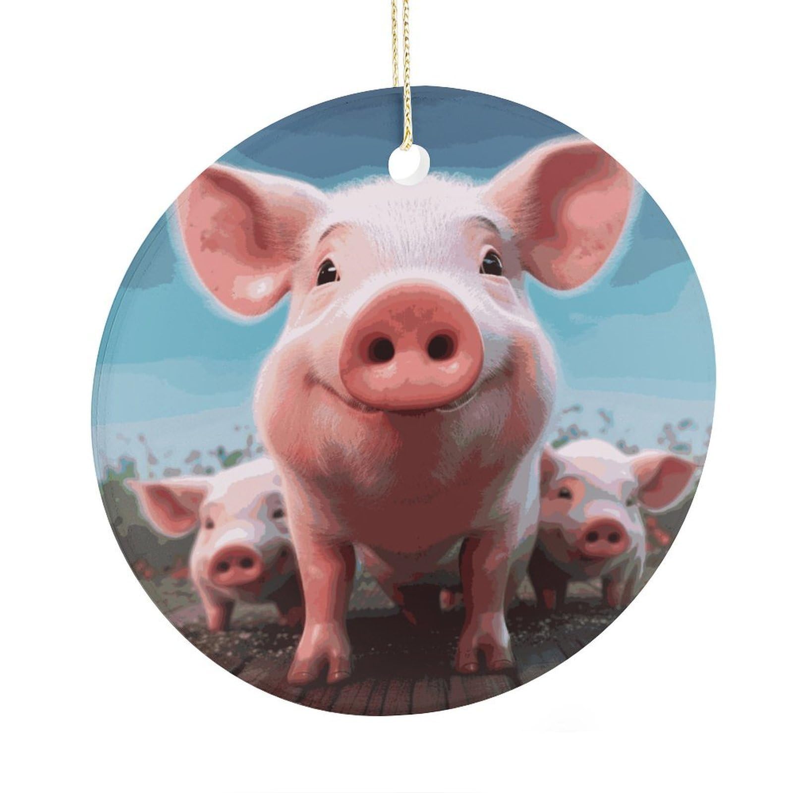 Adfgyerh Style Smiling (4) Ceramic Circular Pendant,2.9 Inch，Hanging Ornament，Gift Exchange Idea Round Ceramic Ornament,For Mom And Daughter，For Home Indoor Outdoor Decor.