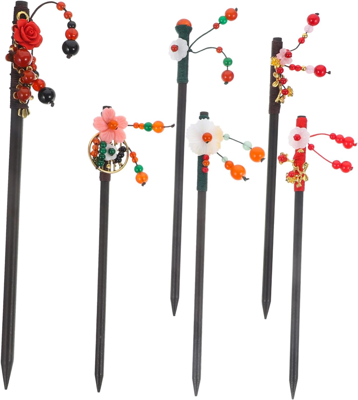 Beaupretty24 pcs hair jewels for women red beans Hanfu vintage ebony Hair up Chopsticks hair accessories women hair stick hairpin Miss tassel hair sticks tassel hairpin women's China