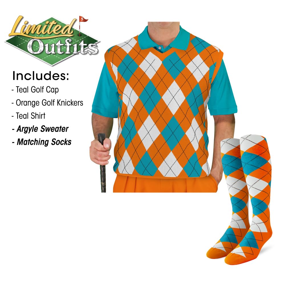 Golf Knickers Herren Golf-Pullover – Orange Weiß Türkis