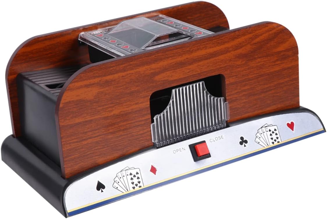 BESPORTBLE Electric Machine for Playing Cards - Automatic Card Shuffler for Poker Bridge & More - Battery Operated Easily up to 2 Decks Compact Design 9.44X5.31X3.93 Inches