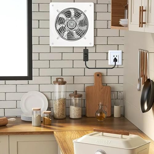 Miniatura 10 de Ventilador de escape de 8 pulgadas, ventilador de ventilación de garaje montado en la pared, ventilador de escape de metal de 500 CFM, ventiladores