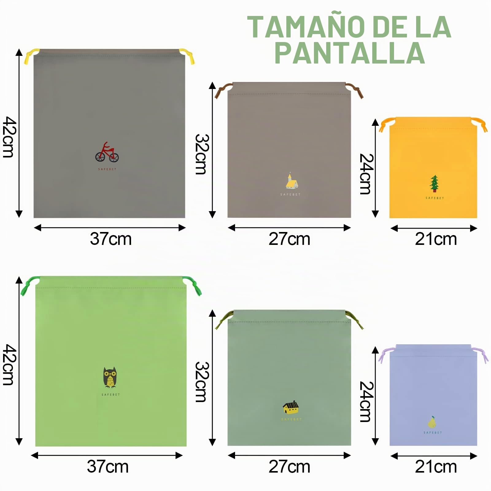 Annhao Bolsa Impermeable con Cordón, 10 Pcs Bolsas Cuerdas Deporte Gimnasio, Bolsa Impermeable Guarderia, Bolsas de Almacenamiento de Viaje para Infantil Adulto para Ropa, Merienda, Zapatos