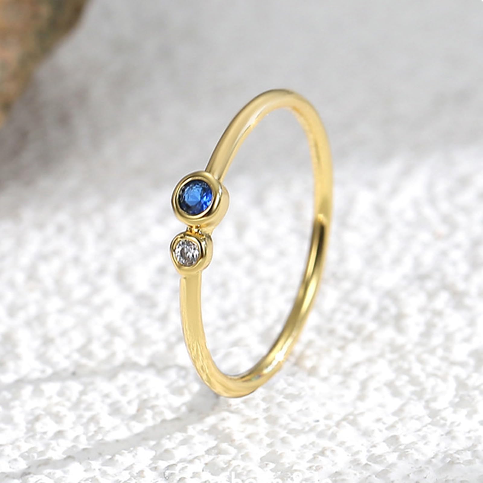 Anillos de zafiro para mujer, oro auténtico, alianzas de oro de 9 K/14 K/18 K, oro amarillo delicado para mujeres