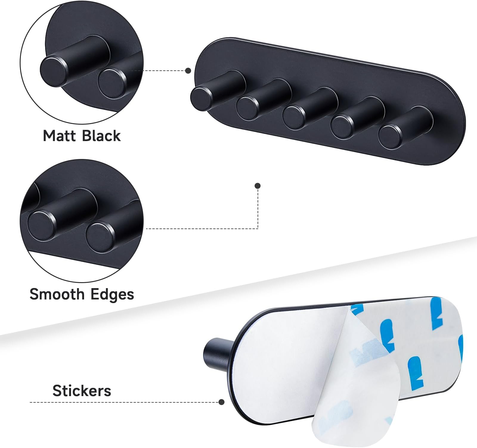 YAYINLI Toothbrush Holder, Electric Toothbrush Holder Wall Mounted, Anti-Rust Metal Toothbrush Head Holders for Bathroom, Self Adhesive Non Screw Tooth Brush Holder Organiser (Black, Large)