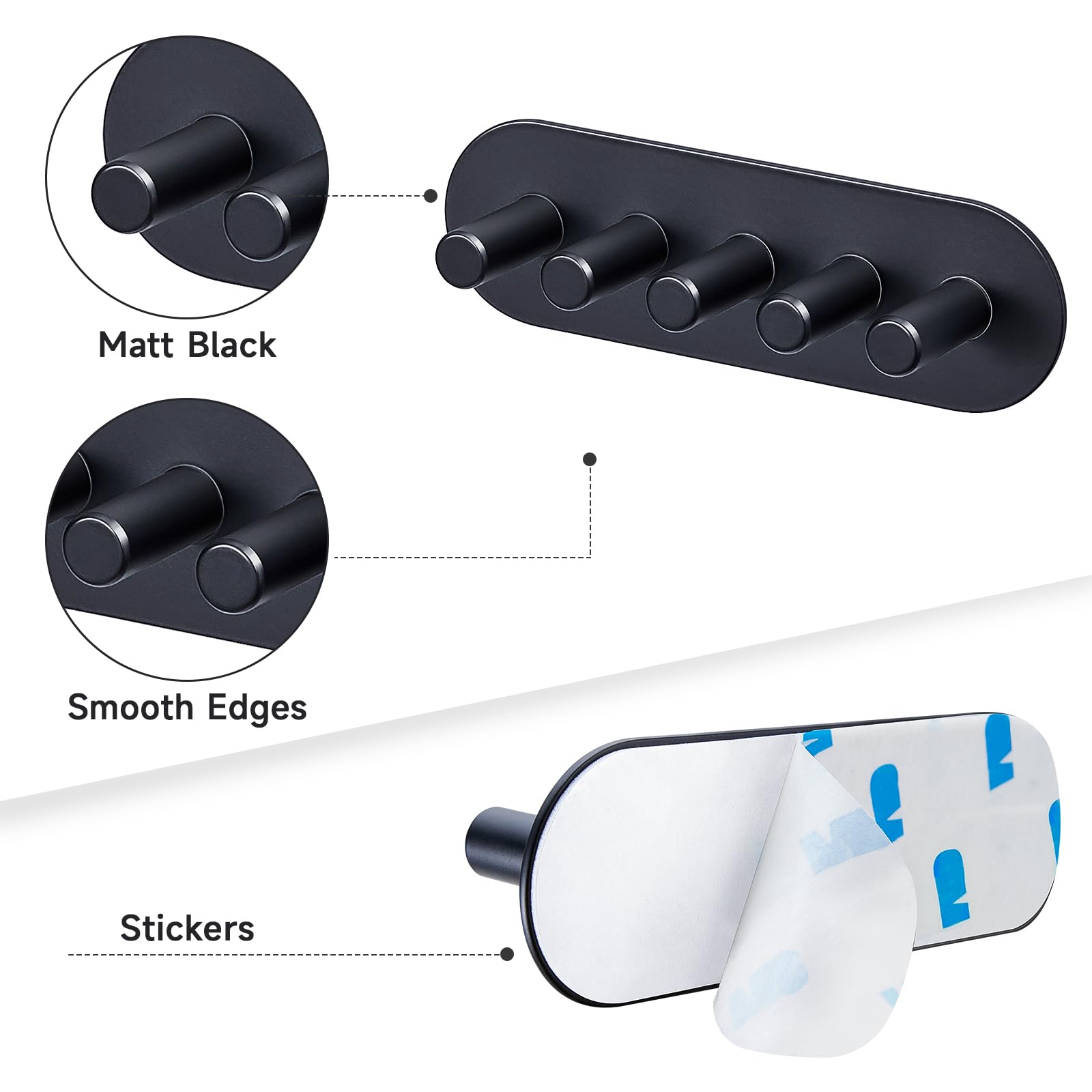 YAYINLI Toothbrush Holder, Electric Toothbrush Holder Wall Mounted, Anti-Rust Metal Toothbrush Head Holders for Bathroom, Self Adhesive Non Screw Tooth Brush Holder Organiser (Black, Large)