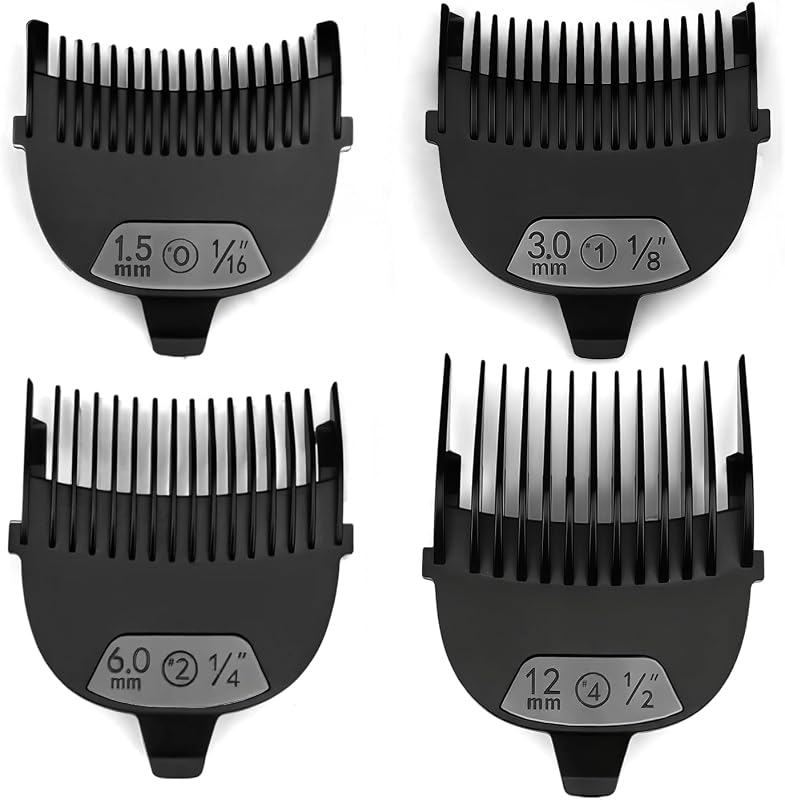 4-Pack Replacement Combs Compatible with Remington HC4240/4250/4300 | Includes 1/16", 1/8", 1/4", 1/2" Sizes, Snap-On Design For Easy Fitting