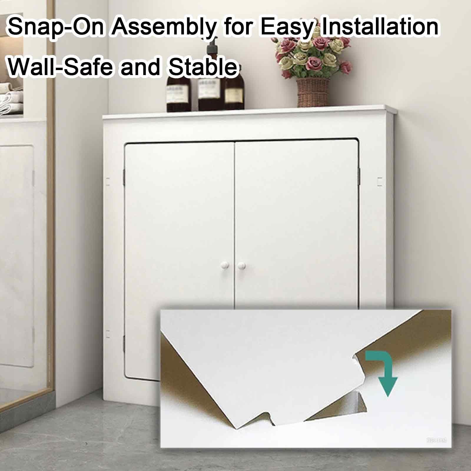 Copritermosifone Legno con Pannello di Accesso, Copri Termosifone Moderno per Termosifone, Mobiletto Decorativo Bianco a Doppia Anta, Design Protettivo(40x50x15cm/16x20x6in)