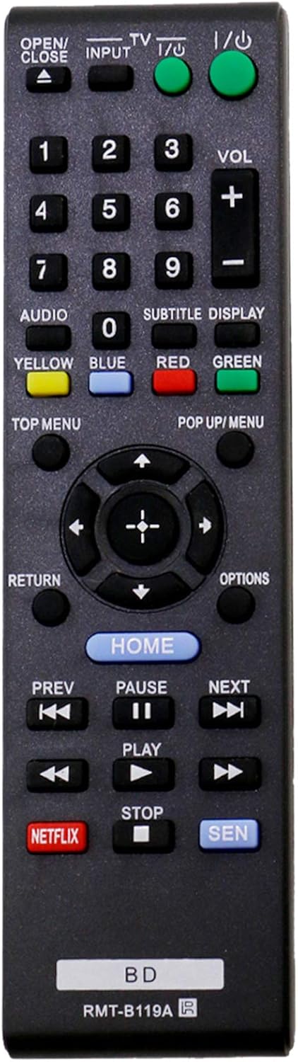 VINABTY RMT-B119A Replacement Remote Fit for Sony Blu-ray Disc DVD Player BDP-S390 BDP-BX39 BDP-S1100 BDP-BX110 BDP-S590 BDP-BX59 BDP-S5100 BDP-BX510 BDP-S190 BDP-S3100 BDP-BX310