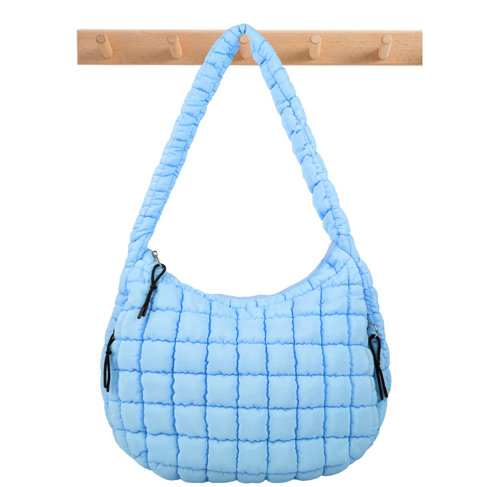 Quilted Puffer Tote Bag Puffy Crossbody Shoulder Bag with Zipper, Nylon Hobo Handbag Travel Carryall Bags for Women Girls