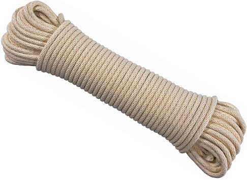 West Coast Paracord 1/4 Inch Buffalo Cotton Sash Cord Lengths of 50 or 100 Feet Synthetic Core with Cotton Sheath for Window Sash Cord, Clothesline, Pully Lines, Halyards, and Much More