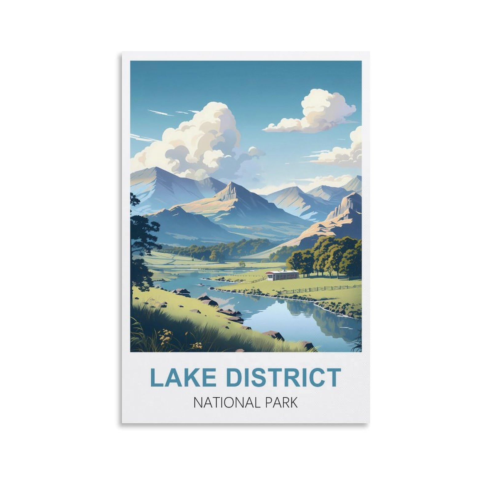 Fzyuen Unframe-Style Lake District National Park Vintage Travel Poster 08X12inch(20X30cm) Canvas Wall Art Prints For Wall Decor Room Decor Bedroom Decor