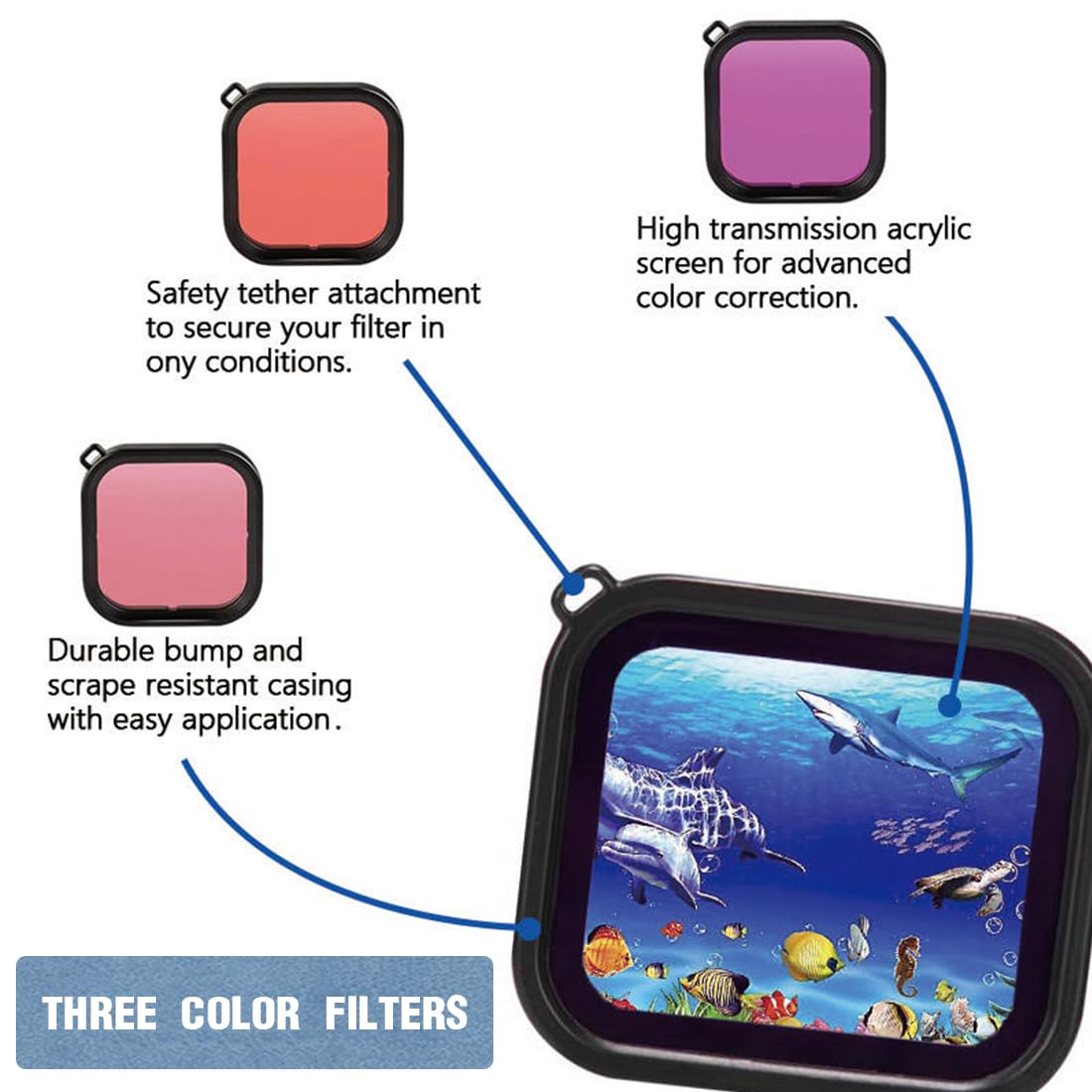 Filtern, 3 in 1 Schnorcheltauchen Unterwasser Rot/Pink/Lila Linsenfilter in Meerwasser & Süßwasser für wasserdichtes Kompatibel mit GoPro Hero 10, 9, 8