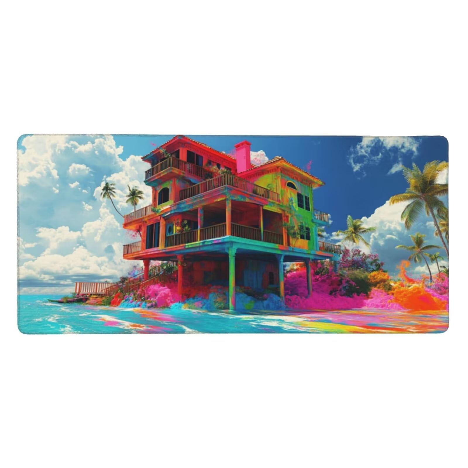 Podkładka pod mysz XXL 1000x500x3mm podkładka pod mysz kolorowa podkładka pod mysz Plaża poprawia precyzję i szybkość, antypoślizgowe wodoodporne, szyte krawędzie, akcesoria do gier, komputer biurowy