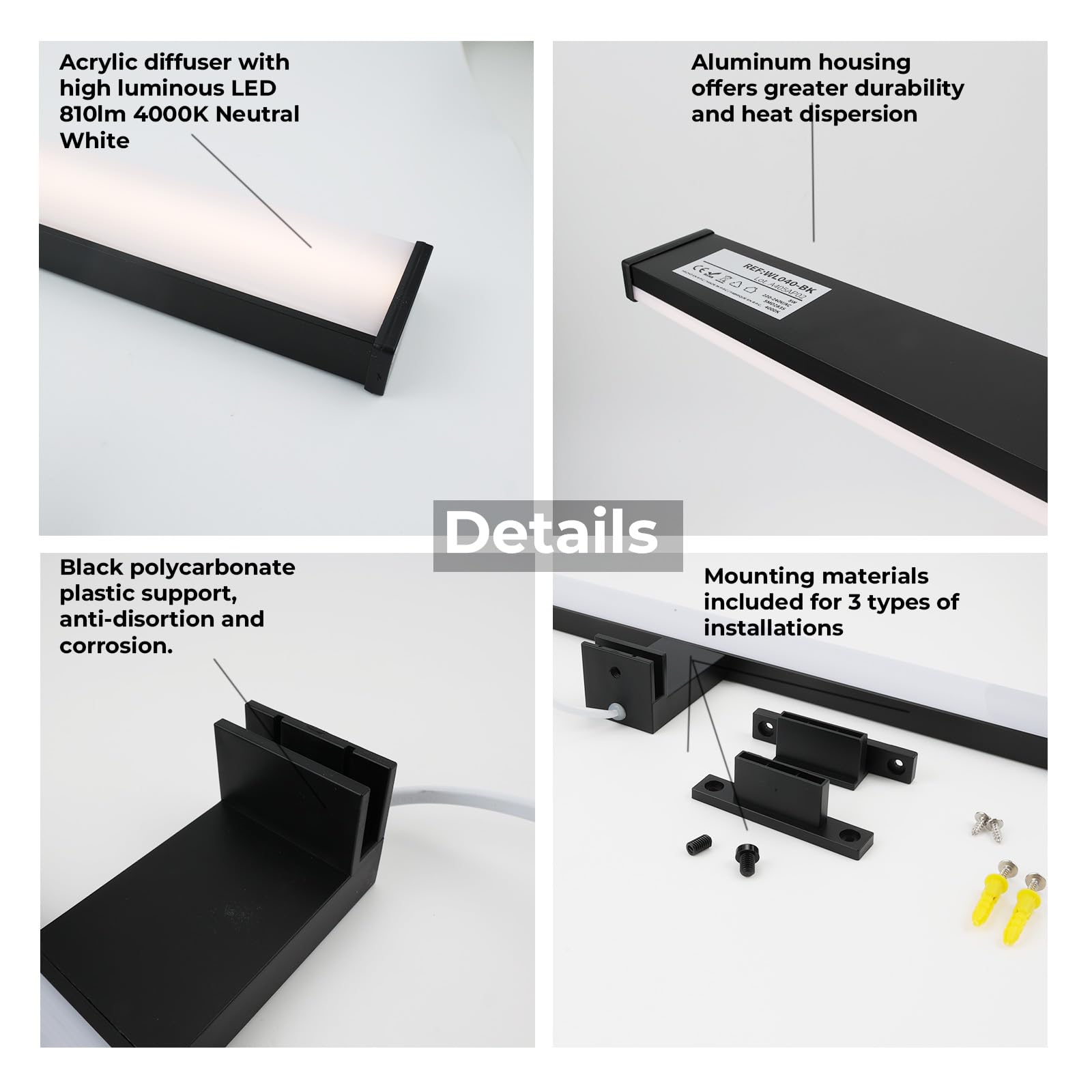 Alpinaluz LED wandlamp chroom voor badkamerspiegel - neutraal wit 4000K - voor- en achterlicht - IP44 - montage op spiegel, kast of muur - van aluminium en kunststof (40 cm, 8 W Alpinaluz LED wandlamp chroom voor badkamerspiegel - neutraal wit 4000K - voor- en achterlicht - IP44 - montage op spiegel, kast of muur - van aluminium en kunststof (40 cm, 8 W