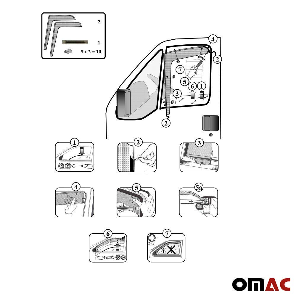 Deflettore antivento compatibile con Mercedes Sprinter W906 2006-2019 acrilico scuro 2X