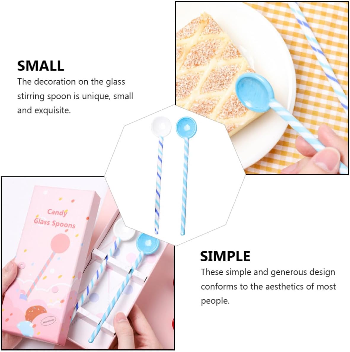 STOBAZA 2 Pcs Glass Stirring Spoons with Long Handle for Stirring Drinks and Milk Tea, Ergonomic Design, Simple and Generous Style, Juice Mixing Spoon for Home and Kitchen Use