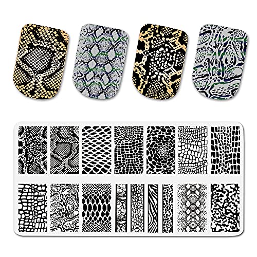 Square Leopard Nail Stamping Plates Animal Patterns Stencil Tools Stainless Steel Nail Art Stamp Design Nail Stamping Plates Tiger Zebra Stainless Steel Stencil Nail Art Stamp Template Texture #TOP6