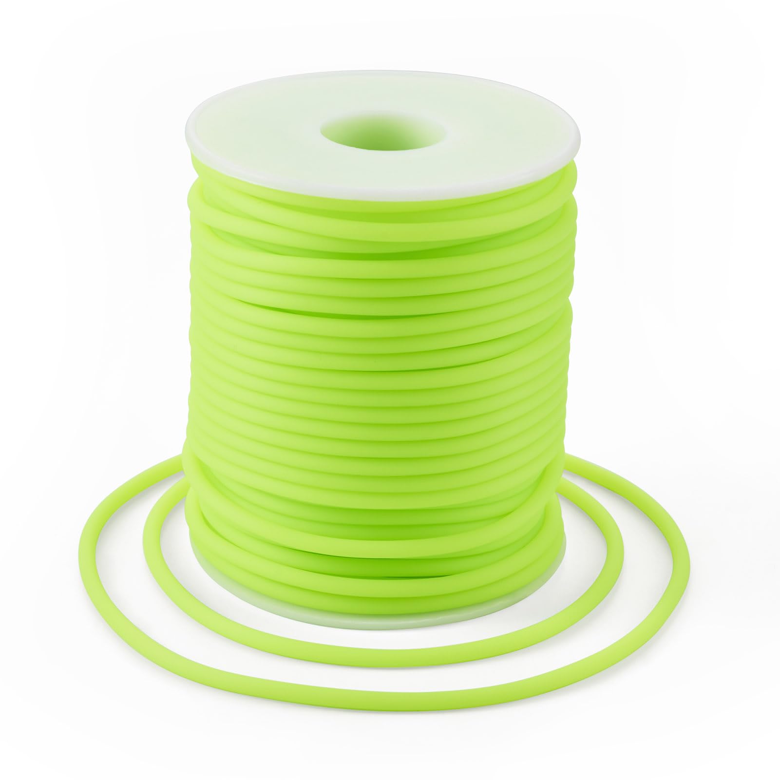 Craftdady 25m Hollow Pipe Tubing PVC Rubber Cord Rubber Tube Cord Wrapped Around For Memory Wire Necklace Bracelet Knitting, Green Yellow