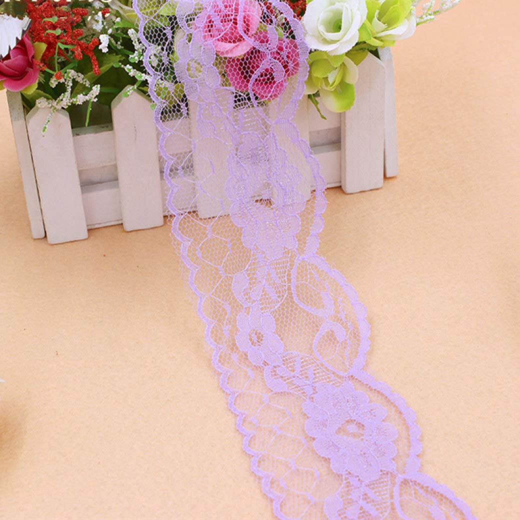 Cinta de Encaje, Ribete de Encaje, Cinta de Encaje de poliéster Bordada de 55 mm de Ancho, 10 Yardas por Lote, Ideal for Manualidades, decoración de Bodas y Fiestas.(Fluorescent Green)