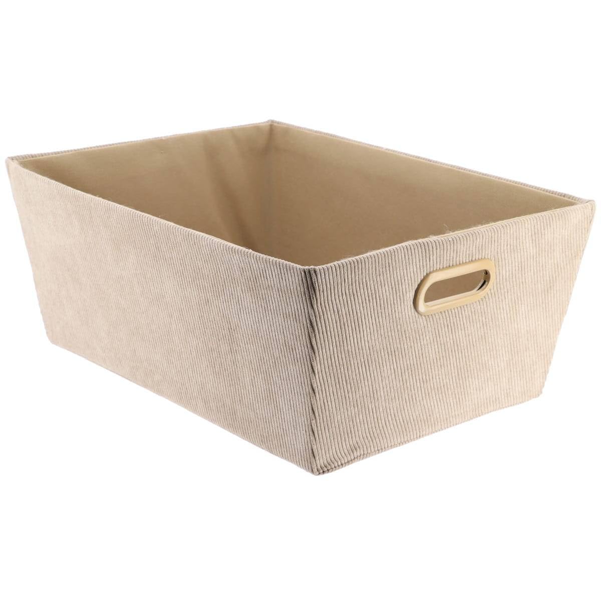 Tendance - Panier de Rangement Velours Côtelé 32,​5x45x18 cm - Taupe - Salle de Bain - Dressing Organisation