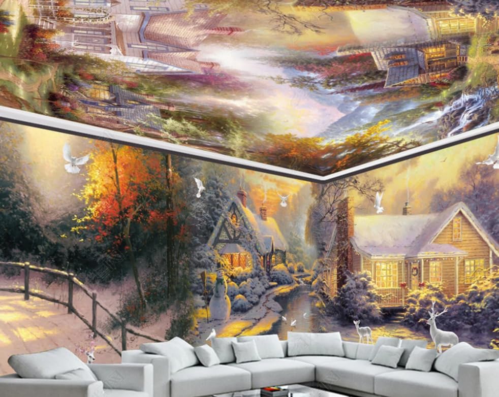 Papier peint intissé peinture à l'huile rurale poster géant salon 250x175 cm