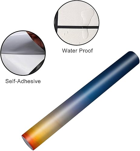 Miniatura 4 de Juego de envolturas de vinilo autoadhesivas para refrigerador, paisaje natural, naranja, amarillo, azul, amanecer, cielo, puesta de sol, mural,