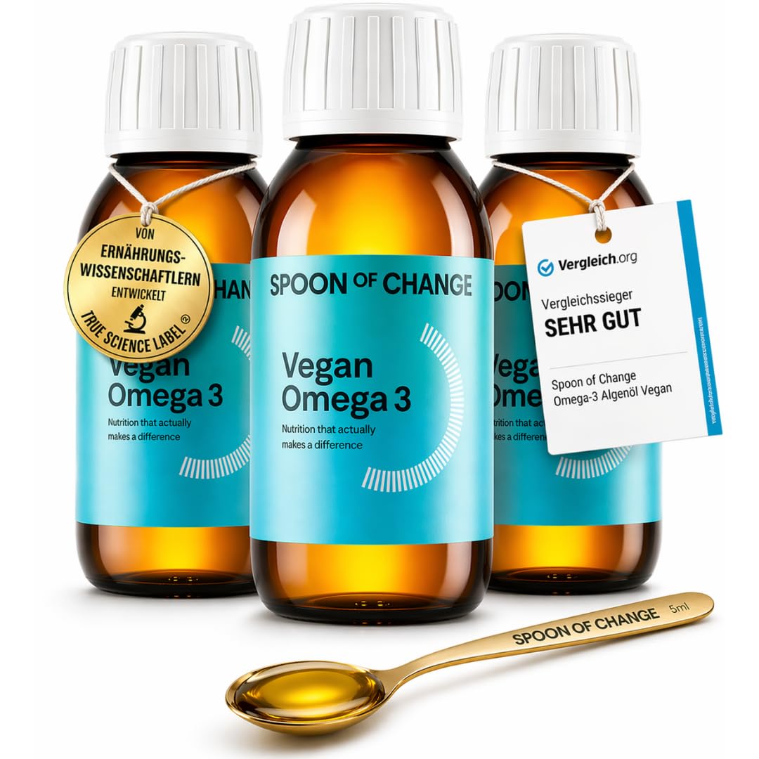 3er-Pack Kur Omega-3 Algenöl vegan – mit Vitamin D3 – ohne Fischgeschmack | Angenehmer Geschmack mit Zitronen – Hochdosiert -Triglycerid-Form – 2900 mg Algenöl pro Tag – Laborgeprüft – Niedriger TOTOX