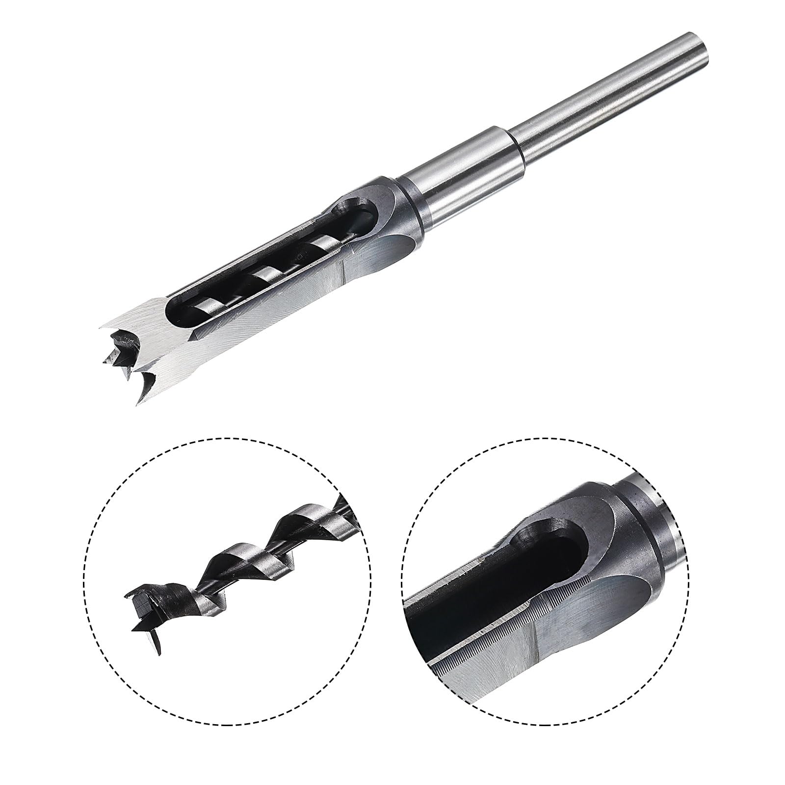 sourcing map Broca de agujero cuadrado de 18 mm (45/64 pulgadas) de acero de alto carbono para máquina de espiga de mortaja de carpintería de carpintería