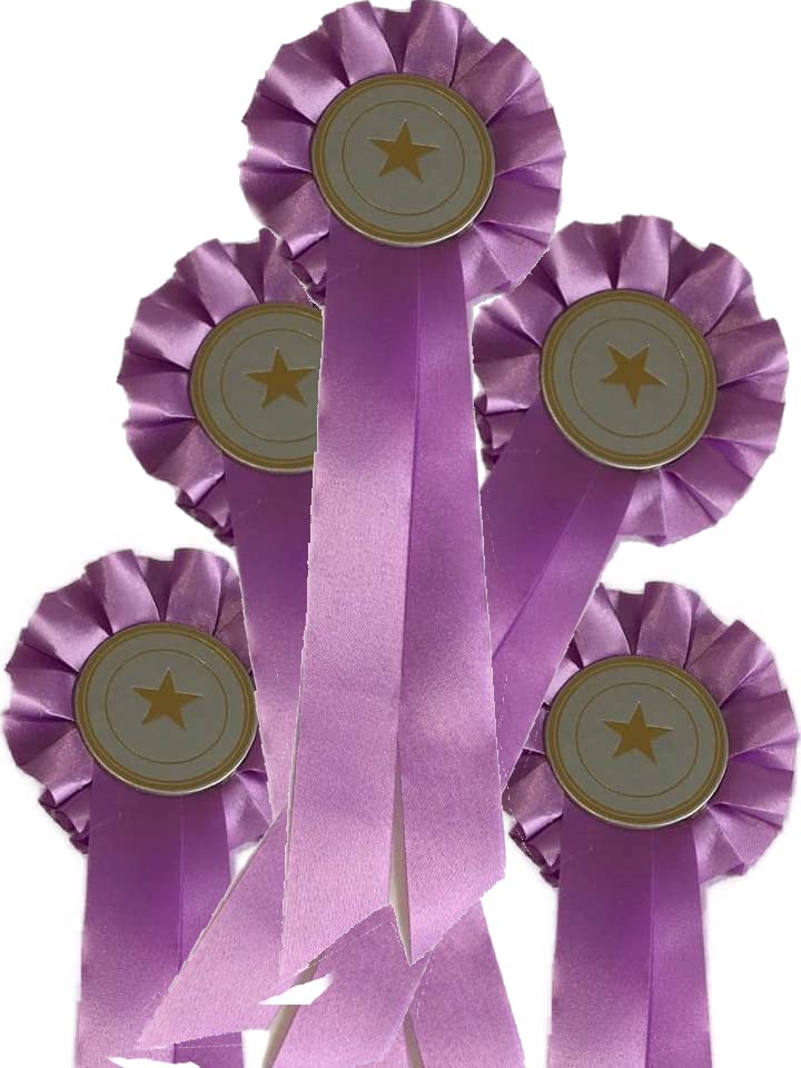 5 X Box Pleated Rosette ribbon award prize, ideal set for shows, events and fundraising (Lilac) — image 1