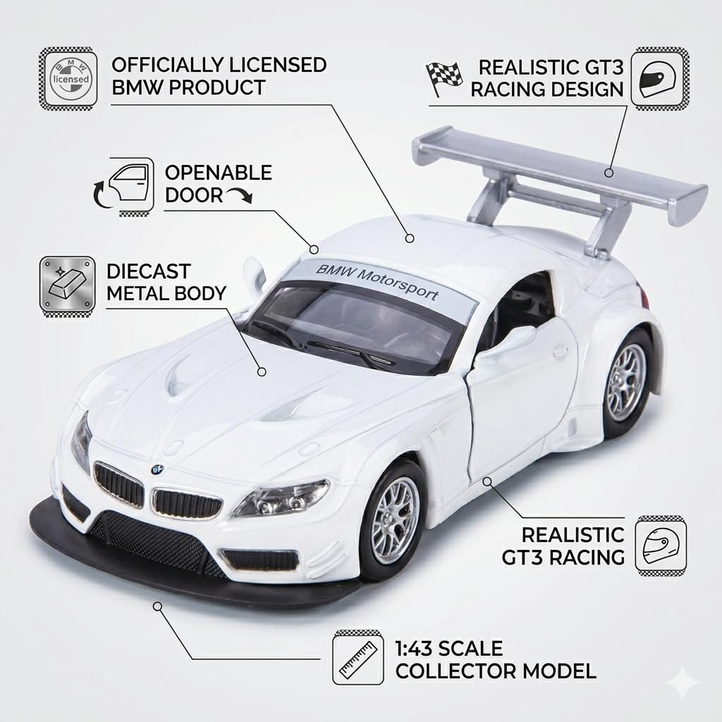MSZ Official Licensed BMW Z4 GT3 Diecast Model Car (11 CM) | 1:43