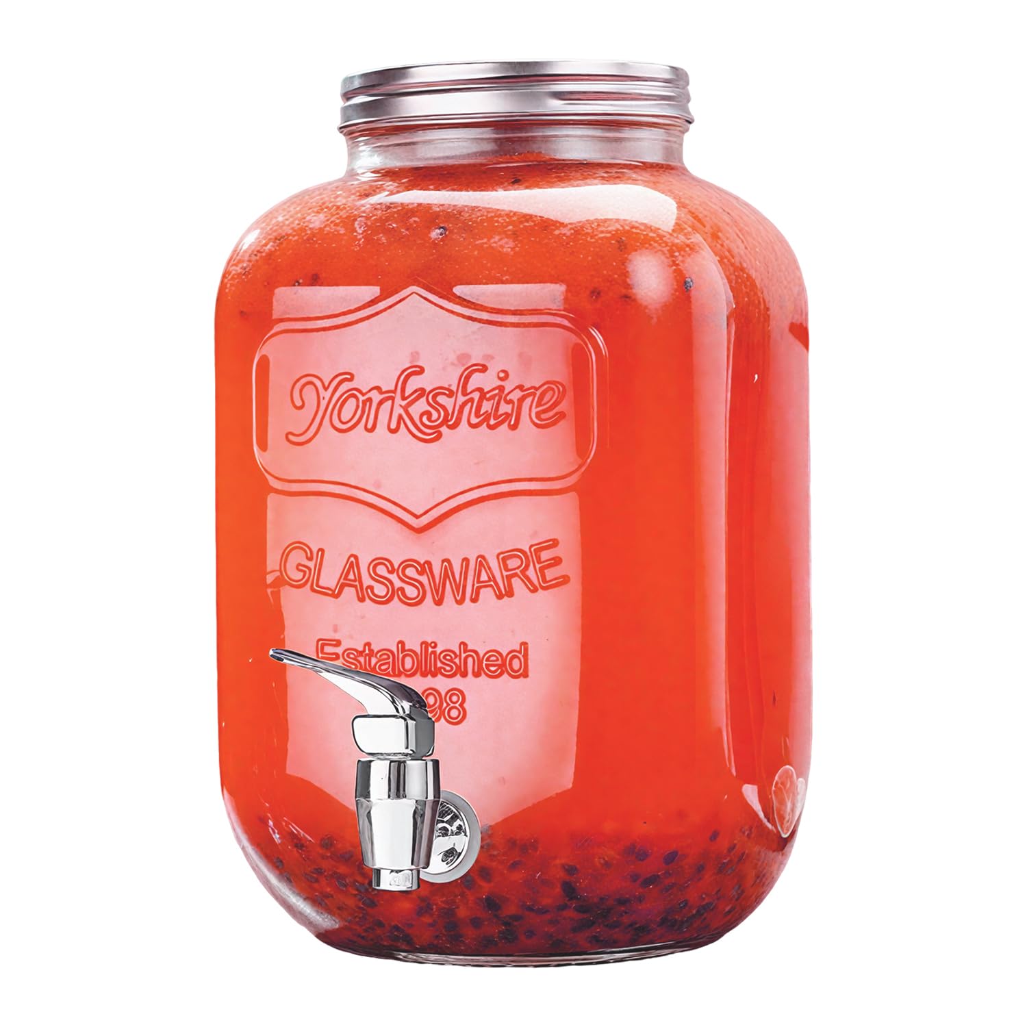 Glass Drink Dispenser for Fridge, 1 Gallon Water, Laundry Detergent, Juice or Beverage Dispenser for Parties with Spigot - Serveware for BBQ, Picnic, Pool Party and Social Events