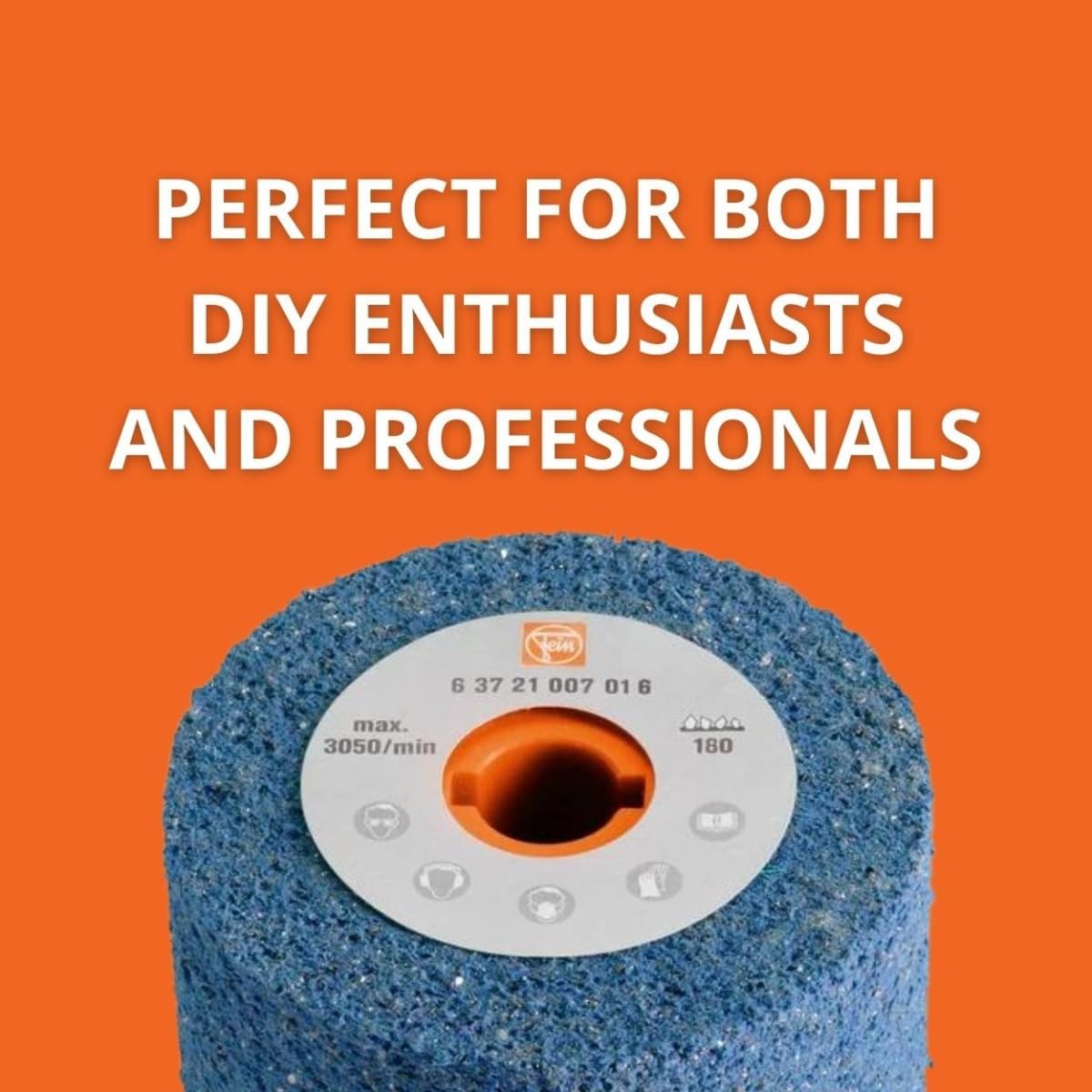 Fein Gum Wheel for Metal Finishing on WPO 14-25 E-Stainless Steel Professional Set and WPO 14-25 E - Fine, Heavy-Duty, 180 Grit, 4" x 4" Diameter, 3/4" Bore - 63721007016