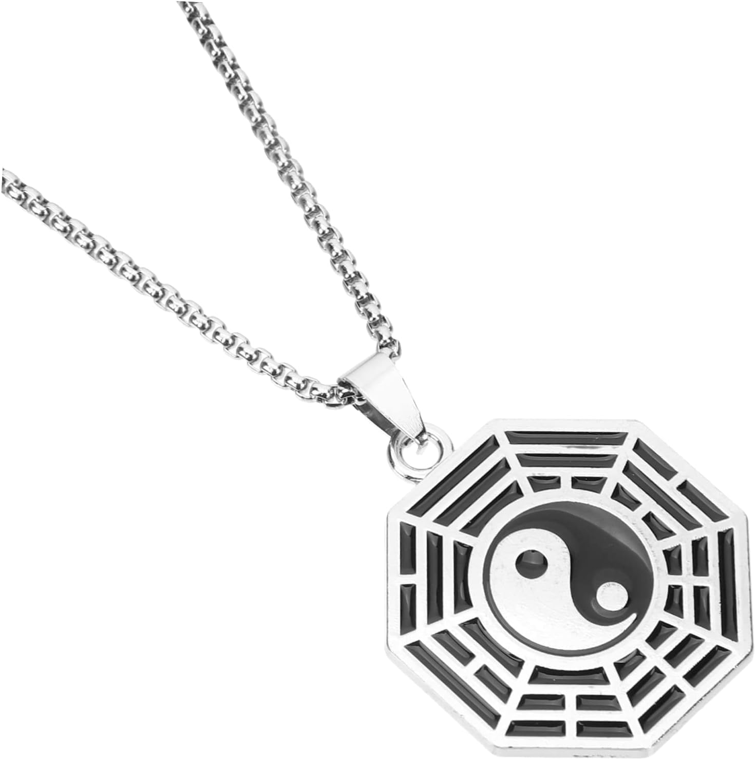 STYLE KRAFT Mens Jewellery Stainless Steel Protection Bagua Amulet Yin Ying Yang Pendant Necklace For Men Women Stainless Still Silver Chain Pendant Protection Locket For Boys Girls (B0DCP6Y7RW) Amazon Price History, Amazon Price Tracker