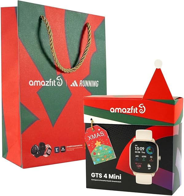 Amazfit Bag Kraft Paper Bag with Handle for Smartwatch GTS 4 Mini, Customized Wrap Hat and Greeting Card- 26.9x18x8cm