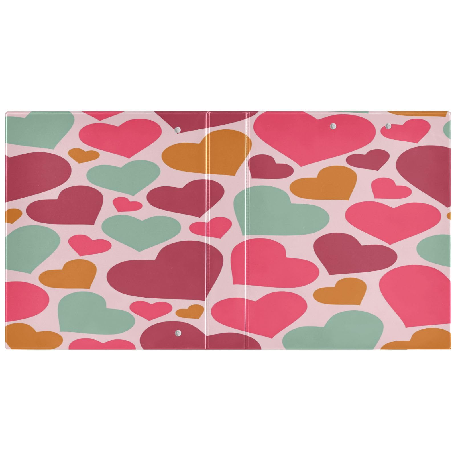 SKYSHU Love Heart - Raccoglitori ad anelli rotondi con 3 tasche interne in PVC trasparente, impermeabili, robusti, 3,8 cm, con clip in metallo antiscivolo, raccoglitori versatili per 200 fogli,