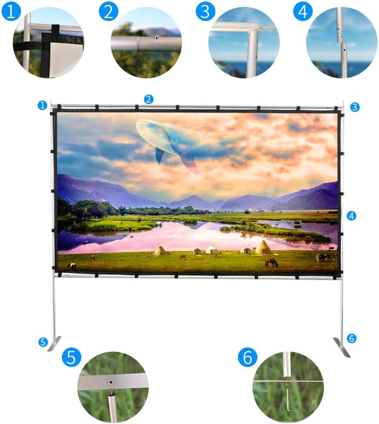 80% Off Discount Projector Screen with Stand,120 Inch (16:9) HD 4K Outdoor Indoor Portable Projection Screen Fast Folding Movie Screen with Stand Legs and Carry Bag Suit for Home Theater 3D Camping Meet (120inch)