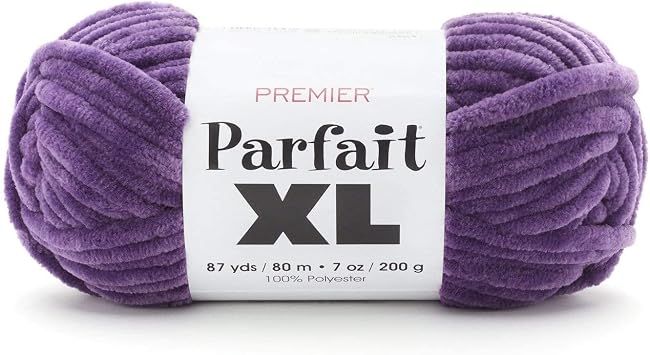 Premier Yarns Parfait XL Yarn, Ideal for Crocheting and Knitting, Jumbo Weight, Chenille, Purple, 7 oz, 87 Yards