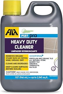 FILA Heavy Duty Cleaner PS87 PRO, Stain Remover Grease, Coffee, Wine, Wax, Ink, Hard Surface Floor Cleaner, ideal for Natural Stone, Terracotta, Quarry Tile, Concrete, Porcelain, 1 QT