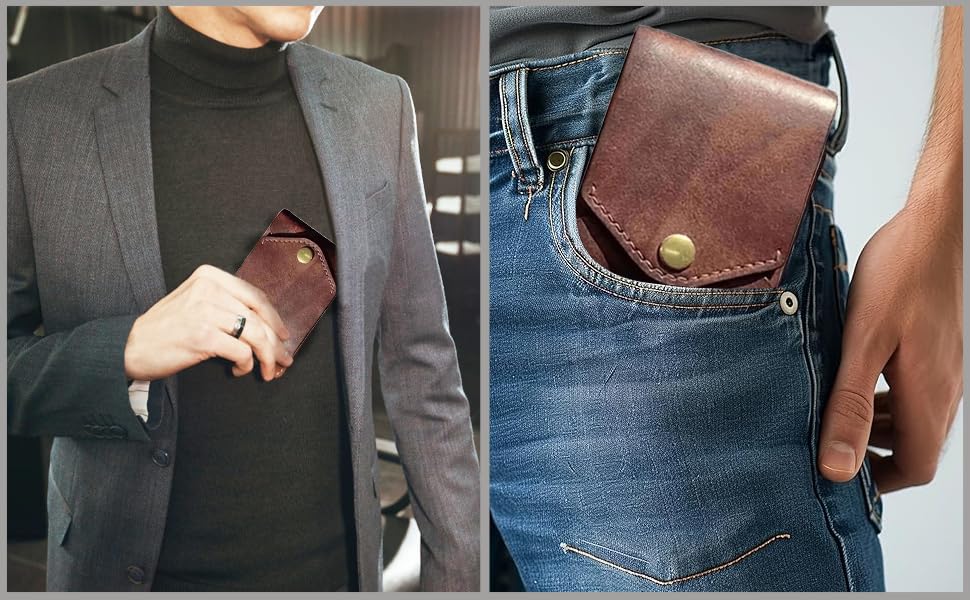 Multifunctional small wallet, men's premium leather slim wallet, large card holder, pen slot, and full-featured features (1set)4