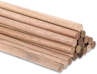24 Pcs Wooden Dowel for Crafts, 12 mm x 11.8 Inch Walnut Dowel Rods, Wood Rod for Art and Crafts, Unfinished Hardwood Sticks DIY Woodworking, Building Material, and Model Making