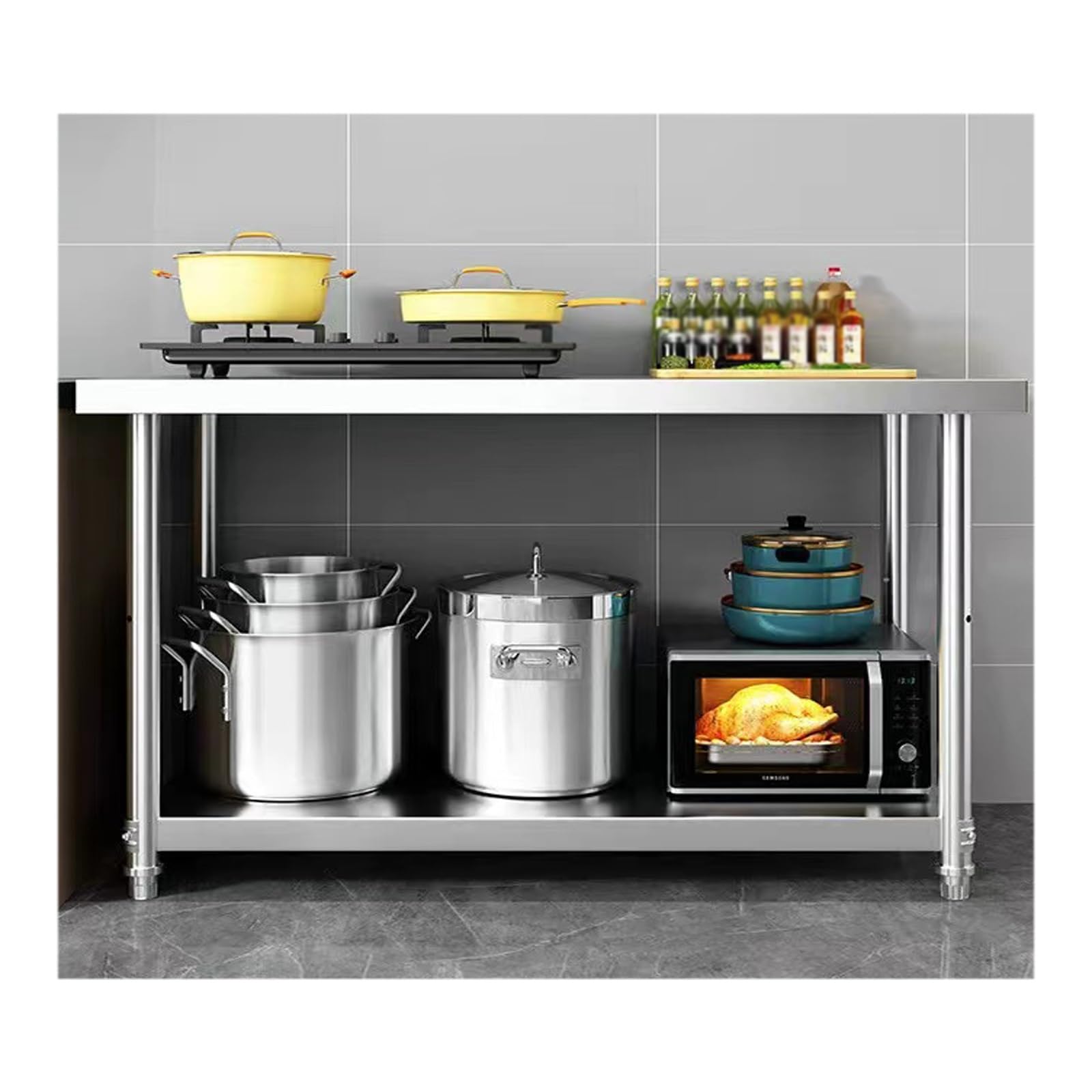 kitchen prep table, Thickened Design, Stable Load-Bearing, Polished and Smooth(100 * 40 * 80cm/39.3 * 15.7 * 31.5in)