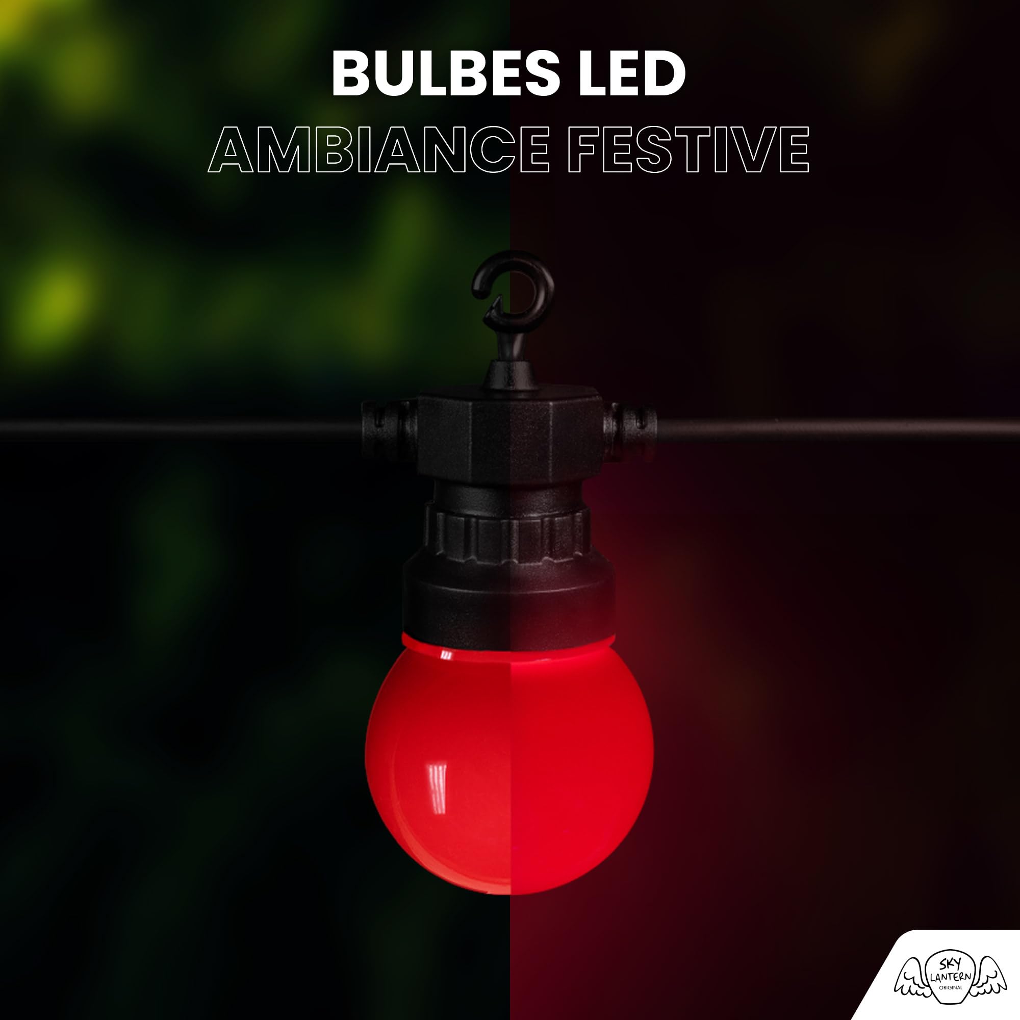 Guirlande Guinguette Multicolore 10M IP44 - Guirlande Lumineuse Exterieure 10 Bulbes Bleu Rouge Jaune Vert pour Terrasse et Jardin