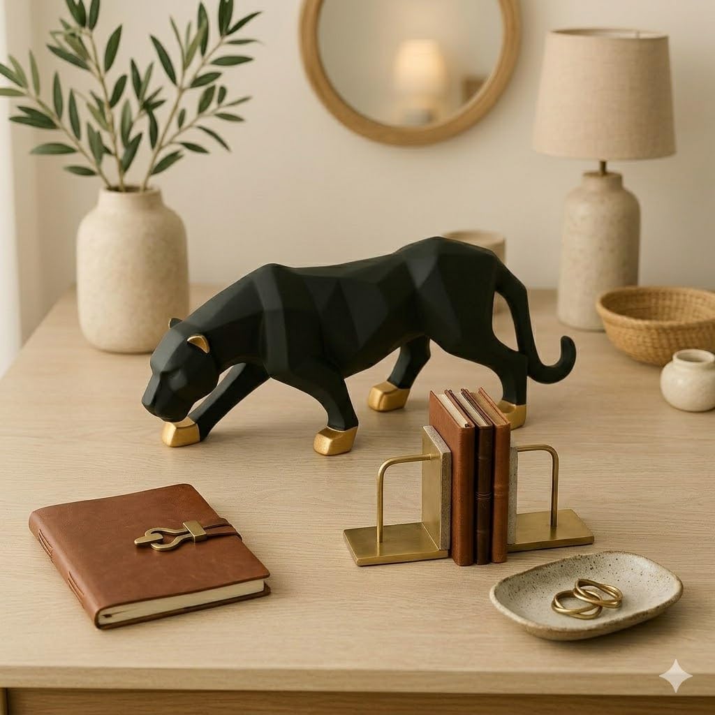Black & Gold Panther Statue - Modern Home Decor -2
