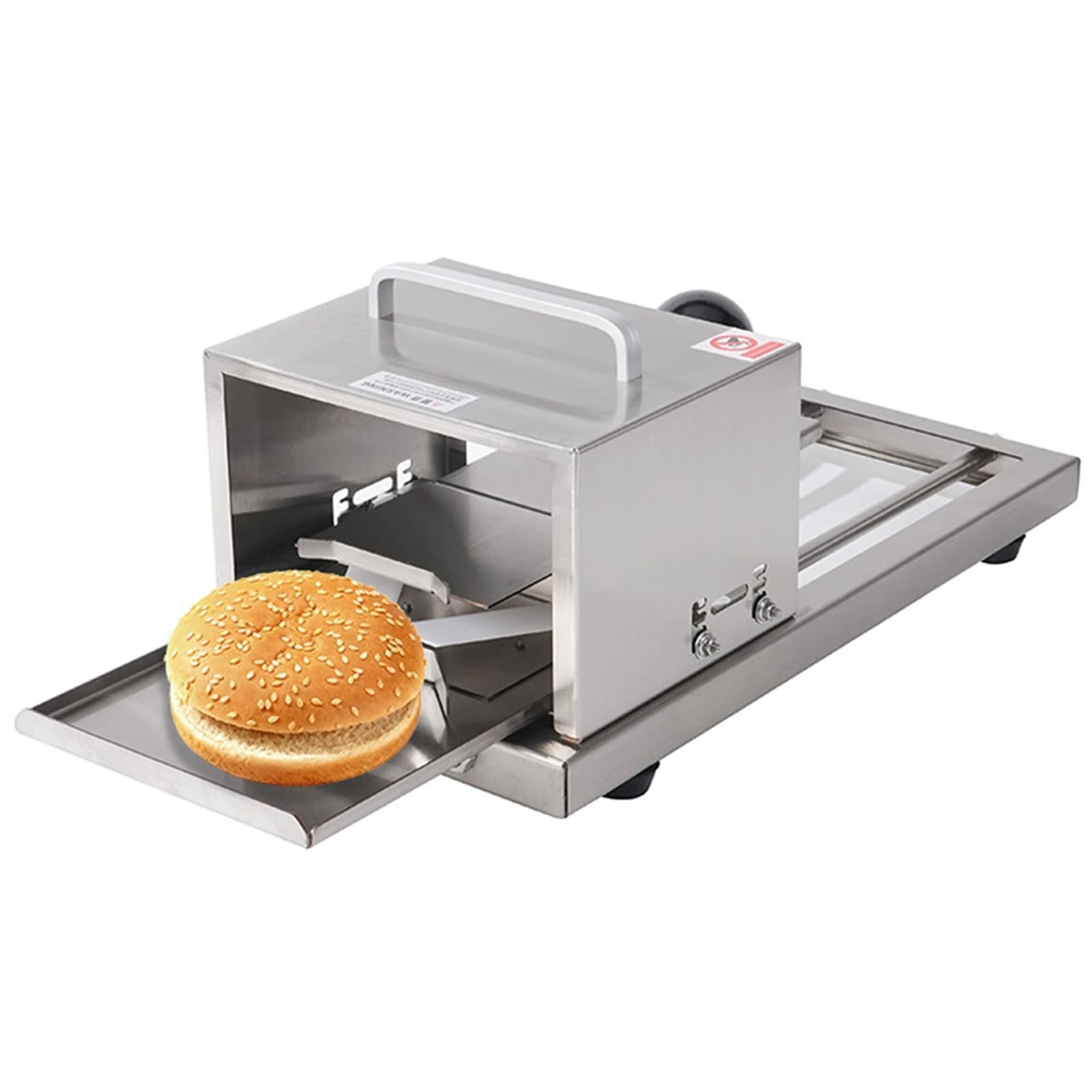 CWCQGH Hamburger Bread Slicer, Push-Pull Bagel Guillotine, Stainless Steel, Max Feed Gauge 4.7 x 5.9 in, 4 Thickness Settings for Home and Bakery Use