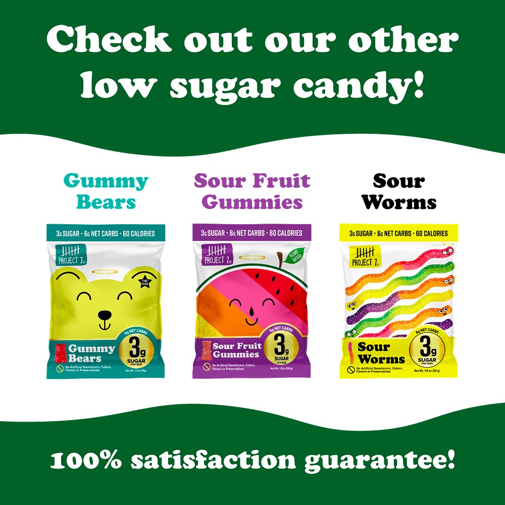 Project 7 Low Sugar Sour Apple Rings Keto Candy & Vegan Candy with 3g