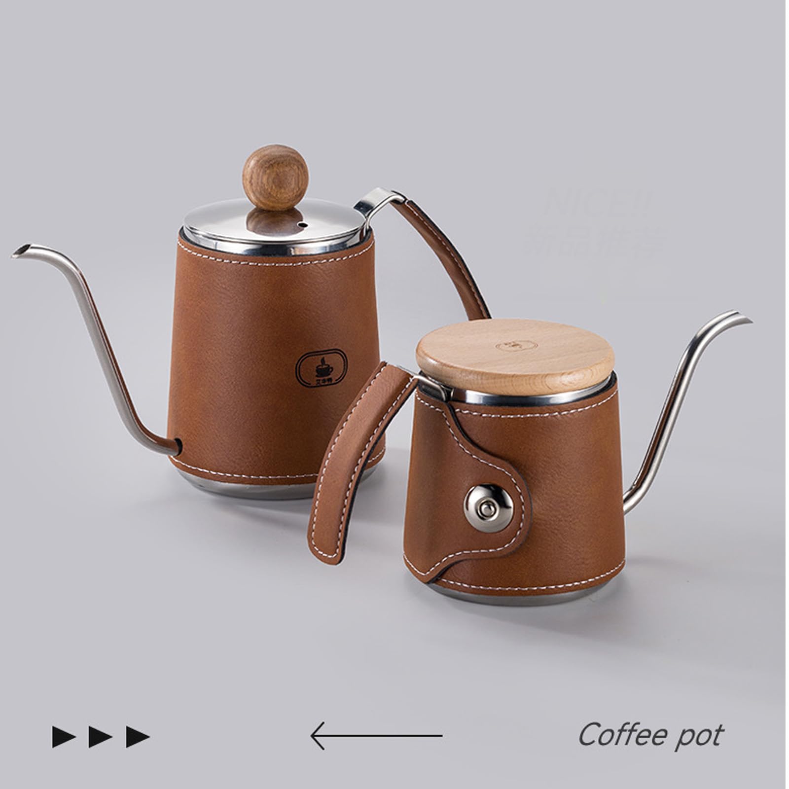 Premium Gooseneck Coffee Kettle Portable Art Pour Kettle With Accuracy Design And Leather Sleeve