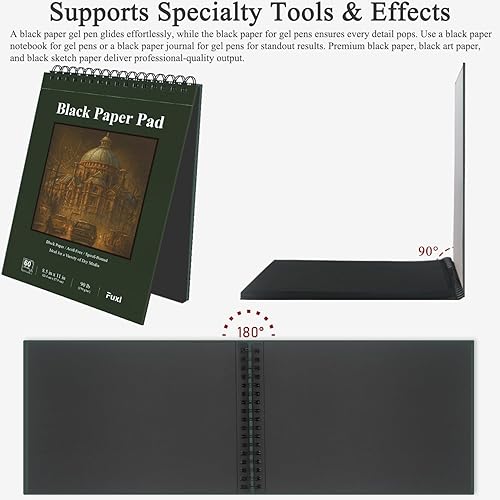 Miniatura 61 de Cuaderno de bocetos de 9 x 12 pulgadas, bloc de bocetos con espiral superior, paquete de 1 bloc de 100 hojas (68 libras/3.53 oz/m² - 100 g/m2)